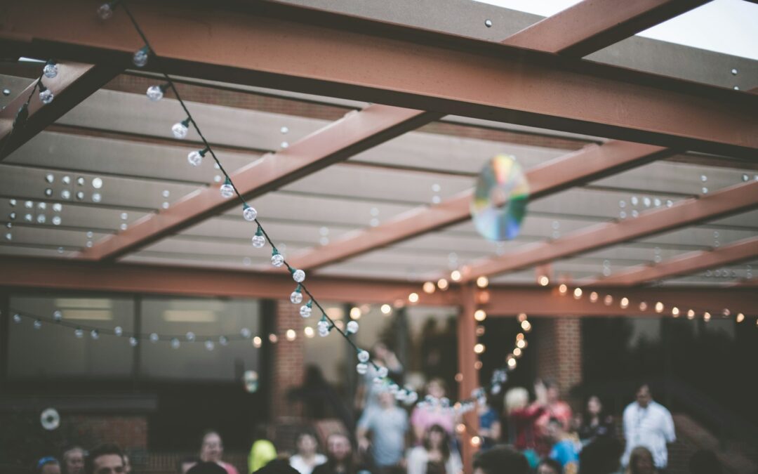 Party string lights on patio